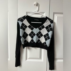 Cropped Argyle Sweater